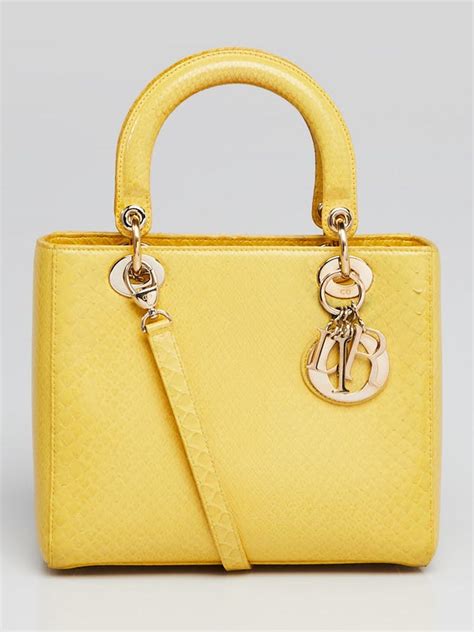 lady dior yoogi's|Yellow Python Medium Lady Dior Bag .